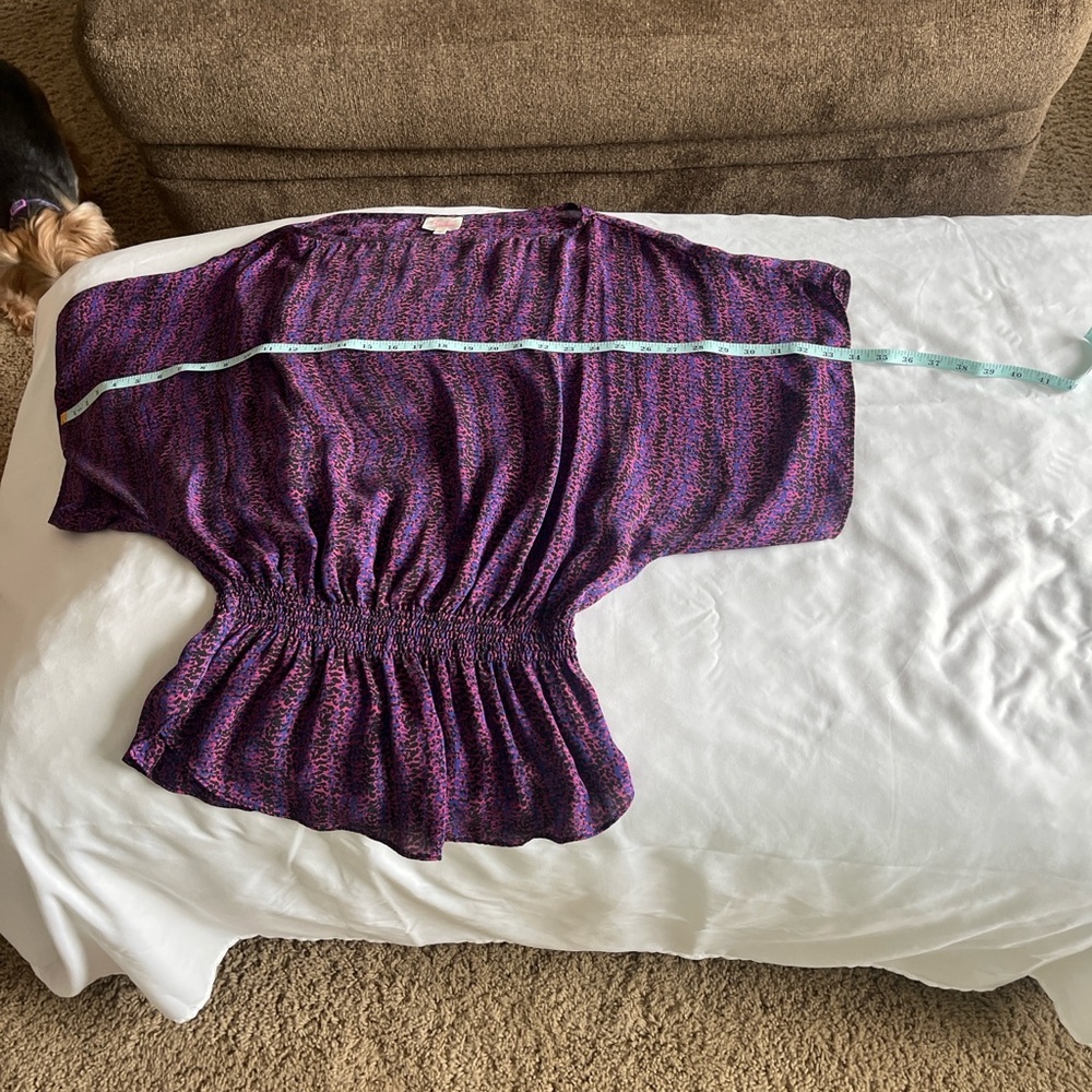 NWOT Parker Chic blouse with a multicolor pattern. Relaxed fit bat - Picture 9 of 9